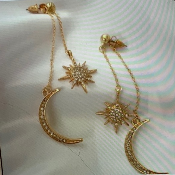 Moon Rhinestone Earrings - Picture 2 of 2